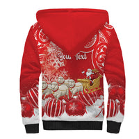 New Zealand Christmas In July Personalised Sherpa Hoodie Funny Santa Sheep Meri Kirihimete Red