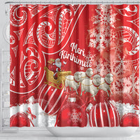 New Zealand Christmas In July Shower Curtain Funny Santa Sheep Meri Kirihimete Red