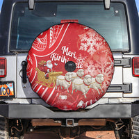 New Zealand Christmas In July Spare Tire Cover Funny Santa Sheep Meri Kirihimete Red