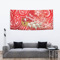 New Zealand Christmas In July Tapestry Funny Santa Sheep Meri Kirihimete Red