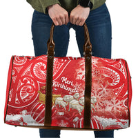 New Zealand Christmas In July Travel Bag Funny Santa Sheep Meri Kirihimete Red