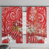 New Zealand Christmas In July Window Curtain Funny Santa Sheep Meri Kirihimete Red