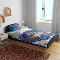 New Zealand Christmas In July Bedding Set Funny Santa Sheep Meri Kirihimete Blue