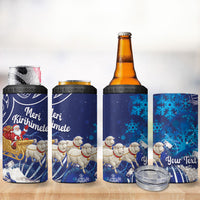 New Zealand Christmas In July Personalised 4 in 1 Can Cooler Tumbler Funny Santa Sheep Meri Kirihimete Blue
