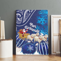 New Zealand Christmas In July Canvas Wall Art Funny Santa Sheep Meri Kirihimete Blue