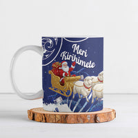 New Zealand Christmas In July Personalised Ceramic Mug Funny Santa Sheep Meri Kirihimete Blue