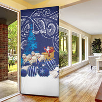 New Zealand Christmas In July Personalised Door Cover Funny Santa Sheep Meri Kirihimete Blue