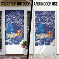 New Zealand Christmas In July Personalised Door Cover Funny Santa Sheep Meri Kirihimete Blue