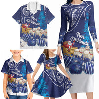New Zealand Christmas In July Personalised Family Matching Long Sleeve Bodycon Dress and Hawaiian Shirt Funny Santa Sheep Meri Kirihimete Blue LT14 - Polynesian Pride