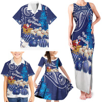 New Zealand Christmas In July Personalised Family Matching Tank Maxi Dress and Hawaiian Shirt Funny Santa Sheep Meri Kirihimete Blue