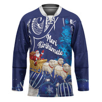 New Zealand Christmas In July Personalised Hockey Jersey Funny Santa Sheep Meri Kirihimete Blue