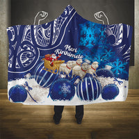 New Zealand Christmas In July Hooded Blanket Funny Santa Sheep Meri Kirihimete Blue
