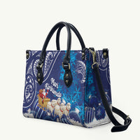 New Zealand Christmas In July Leather Bag Funny Santa Sheep Meri Kirihimete Blue
