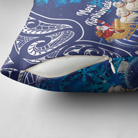 New Zealand Christmas In July Pillow Cover Funny Santa Sheep Meri Kirihimete Blue