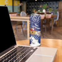 New Zealand Christmas In July Personalised Skinny Tumbler Funny Santa Sheep Meri Kirihimete Blue