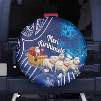 New Zealand Christmas In July Spare Tire Cover Funny Santa Sheep Meri Kirihimete Blue