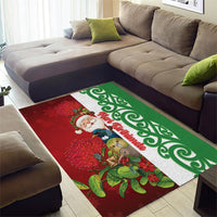 Meri Kirihimete New Zealand Area Rug Cute Santa NZ Animals and Pohutukawa