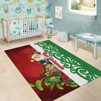 Meri Kirihimete New Zealand Area Rug Cute Santa NZ Animals and Pohutukawa