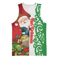 Meri Kirihimete New Zealand Personalised Basketball Jersey Cute Santa NZ Animals and Pohutukawa