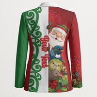 Meri Kirihimete New Zealand Personalised Blazer Cute Santa NZ Animals and Pohutukawa