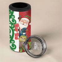 Meri Kirihimete New Zealand Personalised 4 in 1 Can Cooler Tumbler Cute Santa NZ Animals and Pohutukawa