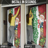 Meri Kirihimete New Zealand Personalised Door Cover Cute Santa NZ Animals and Pohutukawa