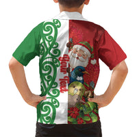 Meri Kirihimete New Zealand Personalised Family Matching Off Shoulder Maxi Dress and Hawaiian Shirt Cute Santa NZ Animals and Pohutukawa
