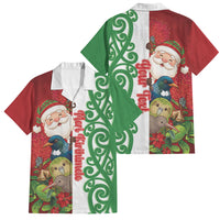 Meri Kirihimete New Zealand Personalised Family Matching Puletasi and Hawaiian Shirt Cute Santa NZ Animals and Pohutukawa LT14 Dad's Shirt - Short Sleeve Red - Polynesian Pride