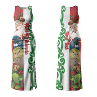 Meri Kirihimete New Zealand Personalised Family Matching Tank Maxi Dress and Hawaiian Shirt Cute Santa NZ Animals and Pohutukawa LT14 Mom's Dress Red - Polynesian Pride