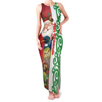 Meri Kirihimete New Zealand Personalised Family Matching Tank Maxi Dress and Hawaiian Shirt Cute Santa NZ Animals and Pohutukawa