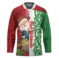 Meri Kirihimete New Zealand Personalised Hockey Jersey Cute Santa NZ Animals and Pohutukawa