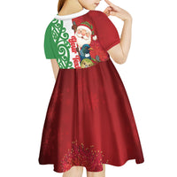 Meri Kirihimete New Zealand Personalised Kid Short Sleeve Dress Cute Santa NZ Animals and Pohutukawa