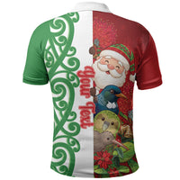 Meri Kirihimete New Zealand Personalised Polo Shirt Cute Santa NZ Animals and Pohutukawa LT14 - Polynesian Pride