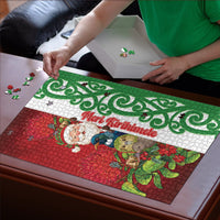 Meri Kirihimete New Zealand Puzzle Cute Santa NZ Animals and Pohutukawa