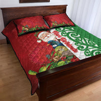Meri Kirihimete New Zealand Quilt Bed Set Cute Santa NZ Animals and Pohutukawa
