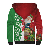 Meri Kirihimete New Zealand Personalised Sherpa Hoodie Cute Santa NZ Animals and Pohutukawa