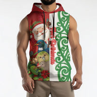 Meri Kirihimete New Zealand Personalised Sleeveless Hoodie Cute Santa NZ Animals and Pohutukawa