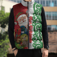 Meri Kirihimete New Zealand Personalised Sleeveless Puffer Jacket Cute Santa NZ Animals and Pohutukawa