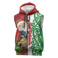 Meri Kirihimete New Zealand Personalised Sleeveless Zip Hoodie Cute Santa NZ Animals and Pohutukawa