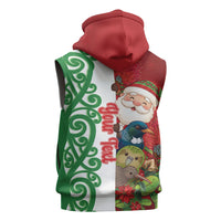 Meri Kirihimete New Zealand Personalised Sleeveless Zip Hoodie Cute Santa NZ Animals and Pohutukawa