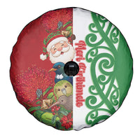 Meri Kirihimete New Zealand Spare Tire Cover Cute Santa NZ Animals and Pohutukawa