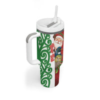 Meri Kirihimete New Zealand Personalised Tumbler With Handle Cute Santa NZ Animals and Pohutukawa