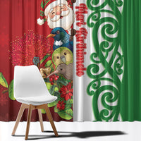 Meri Kirihimete New Zealand Window Curtain Cute Santa NZ Animals and Pohutukawa