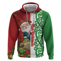 Meri Kirihimete New Zealand Personalised Zip Hoodie Cute Santa NZ Animals and Pohutukawa