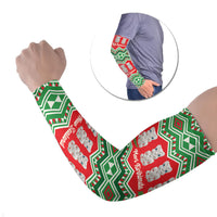 New Zealand Christmas In July Arm Sleeves Meri Kirihimete Hei Tiki Taniko Motifs Seamless