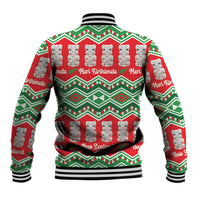 New Zealand Christmas In July Baseball Jacket Meri Kirihimete Hei Tiki Taniko Motifs Seamless