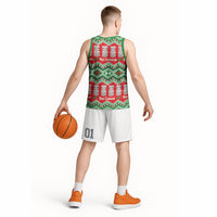 New Zealand Christmas In July Basketball Jersey Meri Kirihimete Hei Tiki Taniko Motifs Seamless