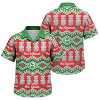 New Zealand Christmas In July Family Matching Mermaid Dress and Hawaiian Shirt Meri Kirihimete Hei Tiki Taniko Motifs Seamless LT14 Son's Shirt Red - Polynesian Pride