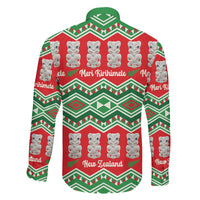 New Zealand Christmas In July Family Matching Off The Shoulder Long Sleeve Dress and Hawaiian Shirt Meri Kirihimete Hei Tiki Taniko Motifs Seamless