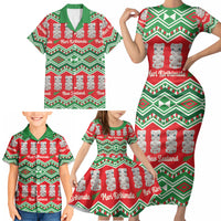 New Zealand Christmas In July Family Matching Short Sleeve Bodycon Dress and Hawaiian Shirt Meri Kirihimete Hei Tiki Taniko Motifs Seamless LT14 - Polynesian Pride